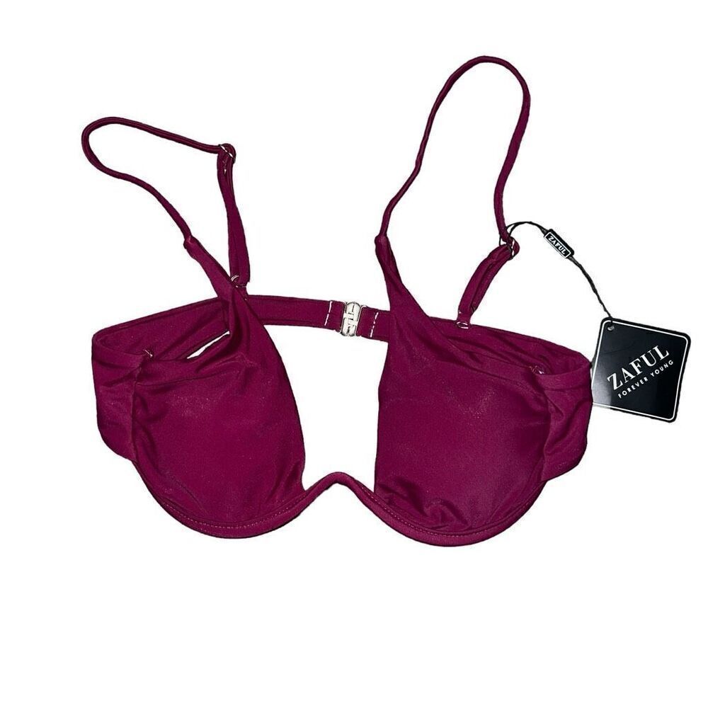 NWT ZAFUL Maroon Bikini Top Size 6 - Picture 2 of 5